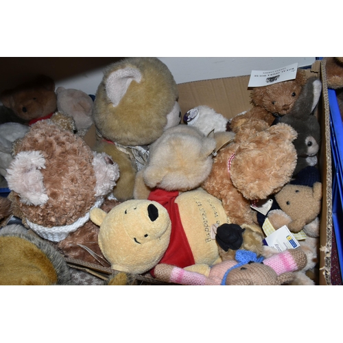 482 - A LARGE QUANTITY OF TEDDY BEARS AND SOFT TOYS, to include a Marks & Spencer 'Winnie The Pooh' hot wa... 