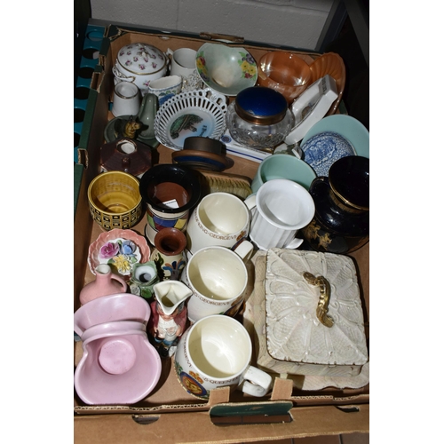 489 - FIVE BOXES OF TEA AND DINNER WARES ETC, to include Allertons cups, saucers and plates, Crown floral ... 