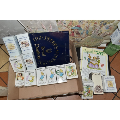 499 - ONE BOX OF ROYAL ALBERT AND BESWICK BEATRIX POTTER CHARACTER FIGURE BOXES, together with a cardboard... 