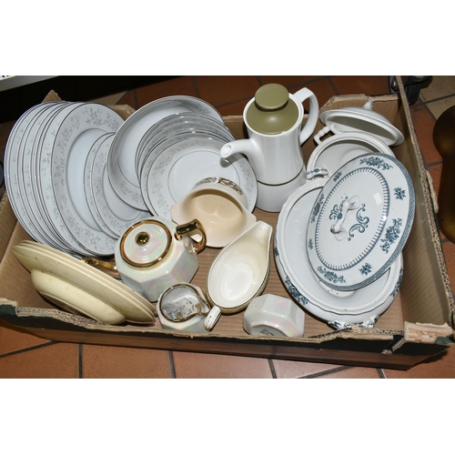 512 - FIVE BOXES OF TEA AND DINNER WARES, to include a Poole Pottery Tango thirty three piece dinner servi... 