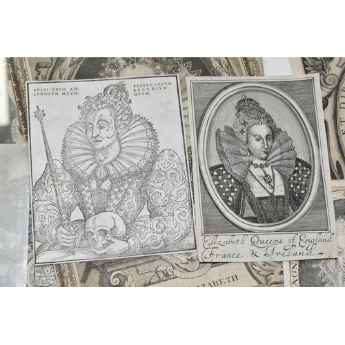 541 - EIGHT QUEEN ELIZABETH I AND QUEEN MARY ENGRAVINGS AND PRINTS, comprising the following Queen Elizabe... 