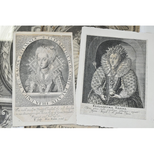 541 - EIGHT QUEEN ELIZABETH I AND QUEEN MARY ENGRAVINGS AND PRINTS, comprising the following Queen Elizabe... 