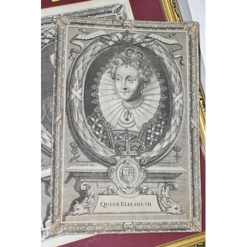 541 - EIGHT QUEEN ELIZABETH I AND QUEEN MARY ENGRAVINGS AND PRINTS, comprising the following Queen Elizabe... 