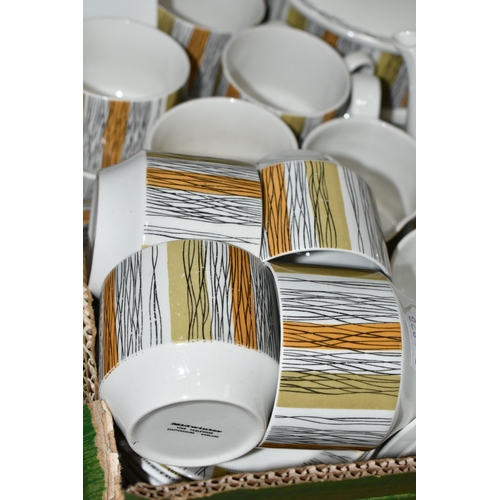 545 - ONE BOX OF MID-CENTURY MIDWINTER 'SIENNA' PATTERN DINNER AND TEA WARE, comprising three covered ture... 