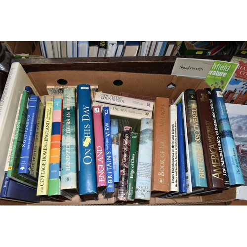 559 - THREE BOXES OF BOOKS, over sixty hardbacks, to include mostly natural history of Britain, America an... 