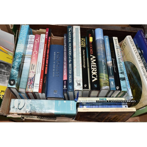 559 - THREE BOXES OF BOOKS, over sixty hardbacks, to include mostly natural history of Britain, America an... 