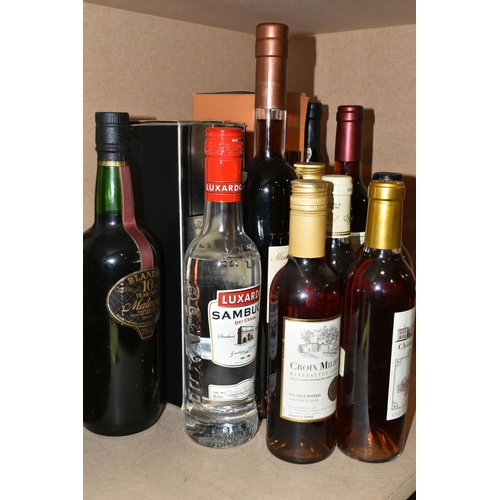 203 - A COLLECTION OF  ALCOHOL comprising one bottle of Blandy's 10 Year Old Malmsey, bottled 1987, 20% vo... 