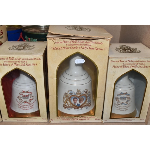 211 - NINE BELL'S WHISKY COMMEMORATIVE DECANTERS comprising The Wedding of HRH Prince Charles to Lady Dian... 