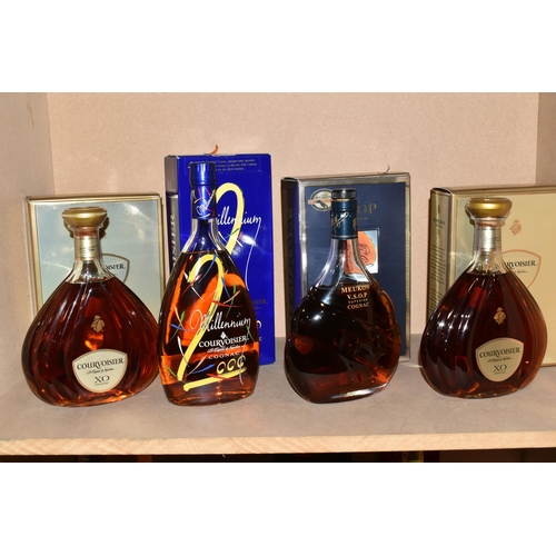 217 - FOUR BOTTLES OF COGNAC comprising two bottles of Courvoisier XO Cognac, 40% vol. 70cl boxed, one bot... 