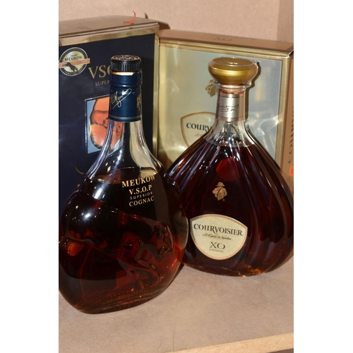 217 - FOUR BOTTLES OF COGNAC comprising two bottles of Courvoisier XO Cognac, 40% vol. 70cl boxed, one bot... 