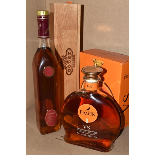 218 - THREE BOTTLES OF COGNAC comprising one bottle of Frapin VS Cognac Grande Champagne, 40% vol. 70cl, b... 