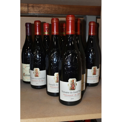 238 - TWELVE BOTTLES OF CHATEAUNEUF-DU-PAPE comprising eight bottles of Domaine du Grand Tinel 2005, 15% v... 