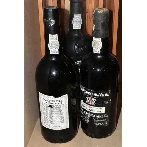 253 - THREE BOTTLES OF VINTAGE PORT comprising one bottle of REAL Cia. VELHA 1982, 21% vo. 75cl, seal inta... 