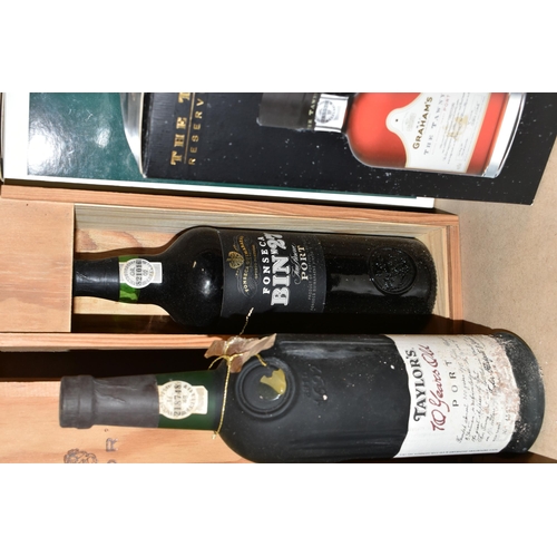 255 - EIGHT BOTTLES OF NON-VINTAGE PORT comprising a 150cl bottle of TAYLOR'S LBV 1990, boxed, one bottle ... 