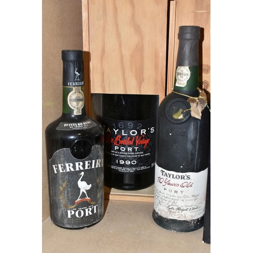 255 - EIGHT BOTTLES OF NON-VINTAGE PORT comprising a 150cl bottle of TAYLOR'S LBV 1990, boxed, one bottle ... 