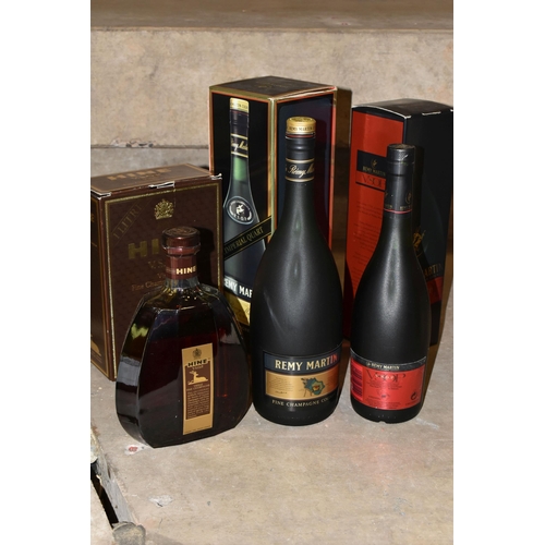 262 - THREE BOTTLE OF FINE CHAMPAGNE COGNAC comprising one 1L bottle of HINE V.S.O.P, 40% vol. 100cl, one ... 