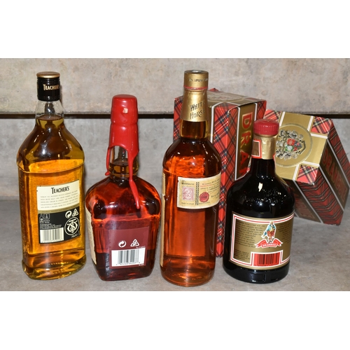 266 - WHISKY & LIQUEUR, Five Bottles comprising one bottle of WHITE HORSE Scotch Whisky, bottle no. 753529... 