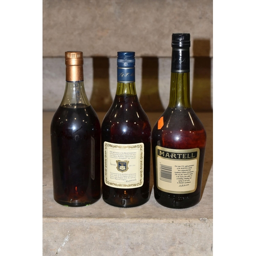 281 - THREE BOTTLES OF  COGNAC, comprising one bottle of MARTELL 'MEDAILLON' V.S.O.P, one bottle of MARTEL... 