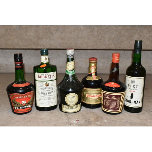 283 - ALCOHOL & CIGARS, Six Bottles comprising one bottle of Sir Robert Burnett's White Satin Distilled Lo... 