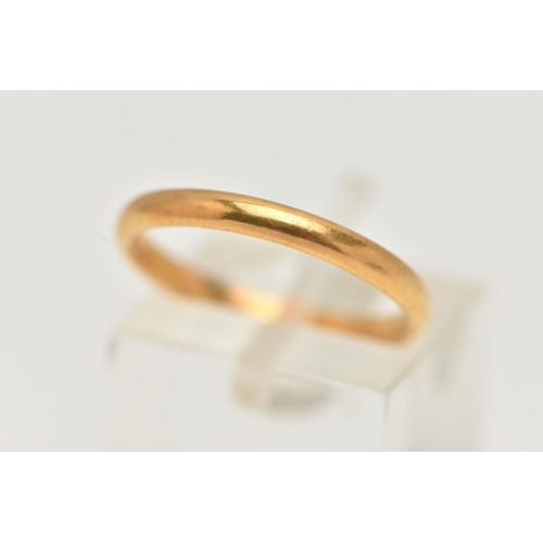 12 - A POLISHED 22CT GOLD BAND RING, hallmarked 22ct Birmingham, ring size M, approximate gross weight 2.... 