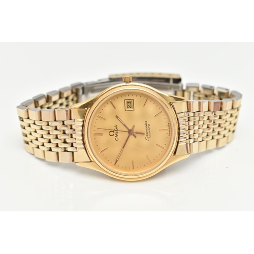 2 - AN 'OMEGA' SEAMASTER WRISTWATCH AND ADDITIONAL STRAP, circa 1983, quartz movement, gold tone dial si... 