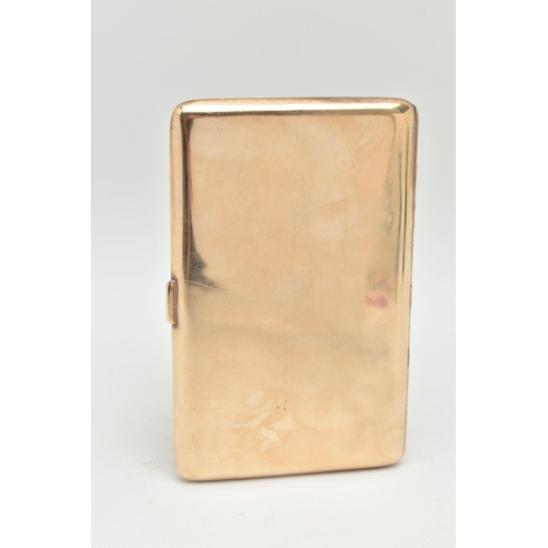 36 - AN EARLY 20TH CENTURY, 9CT GOLD CIGARETTE CASE, of a rectangular form, polished design with monogram... 