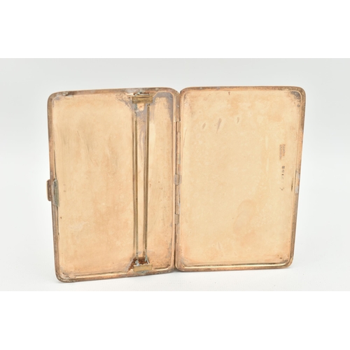 36 - AN EARLY 20TH CENTURY, 9CT GOLD CIGARETTE CASE, of a rectangular form, polished design with monogram... 