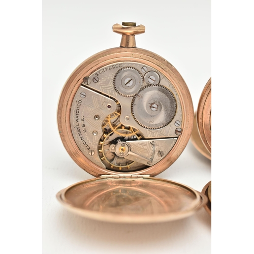 65 - TWO GOLD PLATED POCKET WATCHES, the first a manual wind 'Waltham U.S.A' half hunter pocket watch, in... 