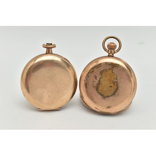 65 - TWO GOLD PLATED POCKET WATCHES, the first a manual wind 'Waltham U.S.A' half hunter pocket watch, in... 