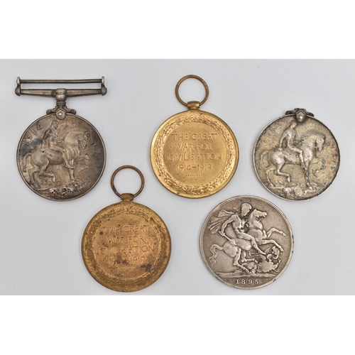 71 - A GROUP OF MEDALS AND A VICTORIA CROWN, to include a WWI service medal awarded to '18742 PTE. J. BLA... 