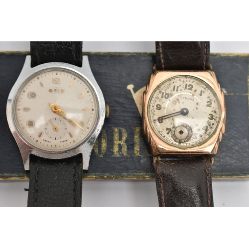 78 - THREE GENTS WRISTWATCHES, to include a manual wind, 'Oris' wristwatch, round silvered dial, alternat... 