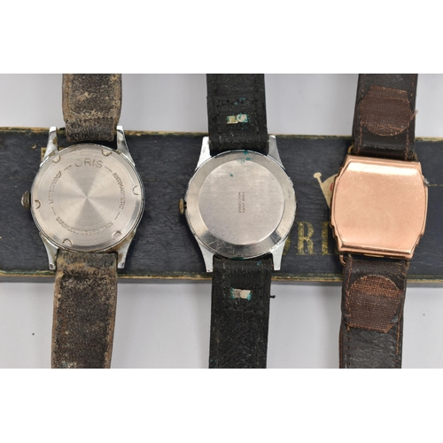 78 - THREE GENTS WRISTWATCHES, to include a manual wind, 'Oris' wristwatch, round silvered dial, alternat... 