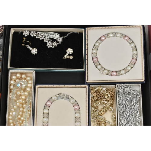 120 - ASSORTED SILVER/WHITE METAL AND COSTUME JEWELLERY, to include a silver hinged bangle with floral pat... 