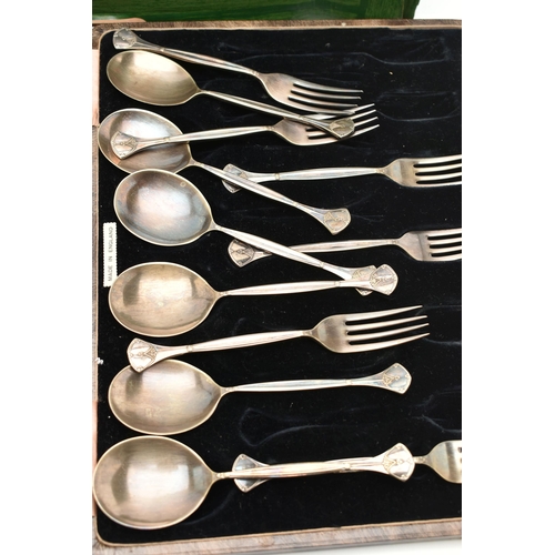 124 - A BOX OF ASSORTED SILVER AND WHITE METAL WARE, to include a single napkin ring hallmarked Birmingham... 