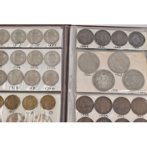 137 - TWO COIN ALBUMS AND TIN OF MAINLY UK COINAGE, to include approximate over one kilo of mixed Silver 2... 