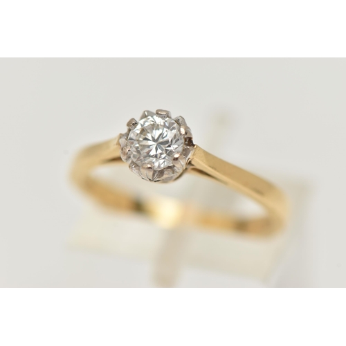 145 - AN 18CT GOLD SINGLE STONE CUBIC ZIRCONIA RING, a circular cut cubic zirconia prong set in white meta... 