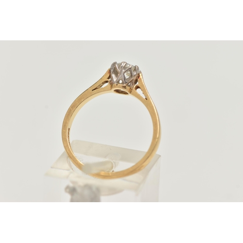 145 - AN 18CT GOLD SINGLE STONE CUBIC ZIRCONIA RING, a circular cut cubic zirconia prong set in white meta... 