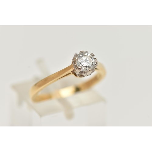 145 - AN 18CT GOLD SINGLE STONE CUBIC ZIRCONIA RING, a circular cut cubic zirconia prong set in white meta... 