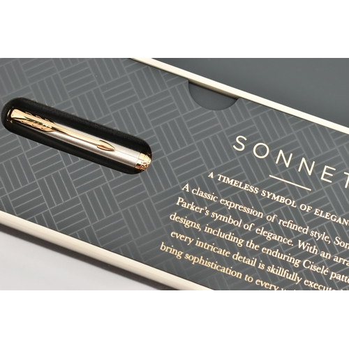 87 - A 'PARKER' SONNET FOUNTAIN PEN, a boxed Cisele pattern fountain pen, (condition report: boxed and in... 