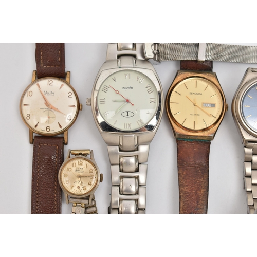 A SELECTION OF WATCHES, to include a MuDu wristwatch the cream dial ...