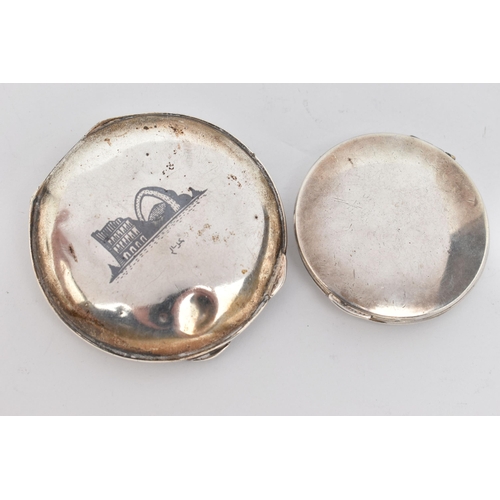 94 - TWO COMPACTS, to include a silver 'Kigu' round polished compact, hallmarked 'Kigu Ltd' Birmingham 19... 