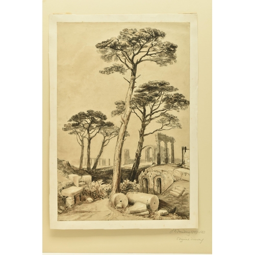 309 - CIRCLE OF WILLIAM TURNER OF OXFORD (1789-1862) A PICTURESQUE LANDSCAPE, cattle are grazing with two ... 