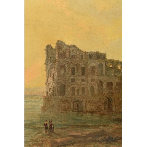 316 - SIDNEY HERBERT (1854-1914) 'RUINS OF THE PALAZZO Di DONN'ANNA, POSILIPO NEAR NAPLES', a trading vess... 