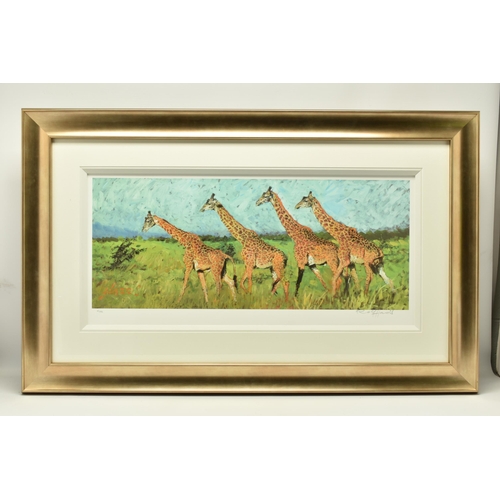 334 - ROLF HARRIS (AUSTRALIAN 1930-2023) 'FOUR GIRAFFES' a limited edition print on paper laid on board, 6... 