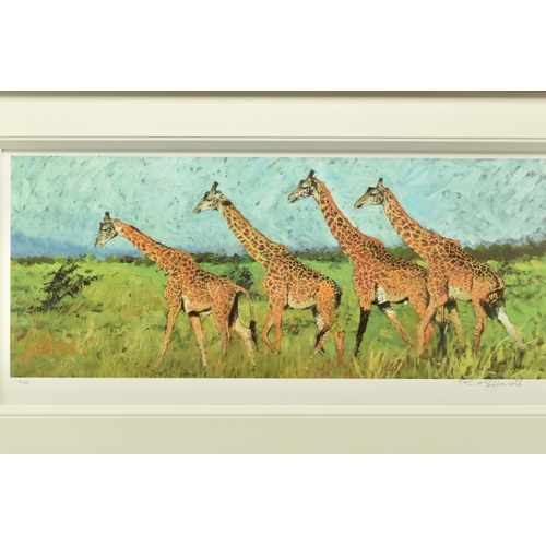 334 - ROLF HARRIS (AUSTRALIAN 1930-2023) 'FOUR GIRAFFES' a limited edition print on paper laid on board, 6... 