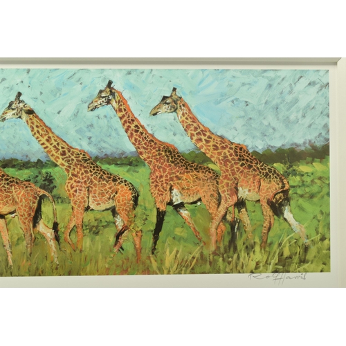 334 - ROLF HARRIS (AUSTRALIAN 1930-2023) 'FOUR GIRAFFES' a limited edition print on paper laid on board, 6... 