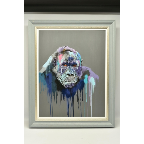 338 - STEPHEN FORD (BRITISH CONTEMPORARY) 'ENJOY THE SILENCE', a contemporary portrait of a Gorilla, signe... 