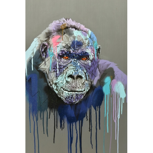 338 - STEPHEN FORD (BRITISH CONTEMPORARY) 'ENJOY THE SILENCE', a contemporary portrait of a Gorilla, signe... 