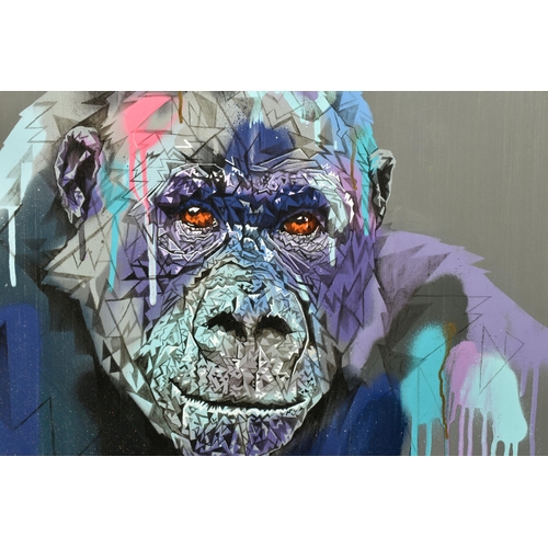 338 - STEPHEN FORD (BRITISH CONTEMPORARY) 'ENJOY THE SILENCE', a contemporary portrait of a Gorilla, signe... 