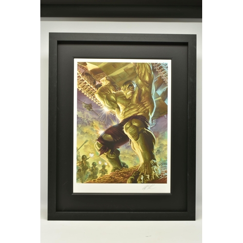 341 - ALEX ROSS FOR MARVEL COMICS 'IMMORTAL HULK', a limited edition print on paper, depicting Hulk liftin... 